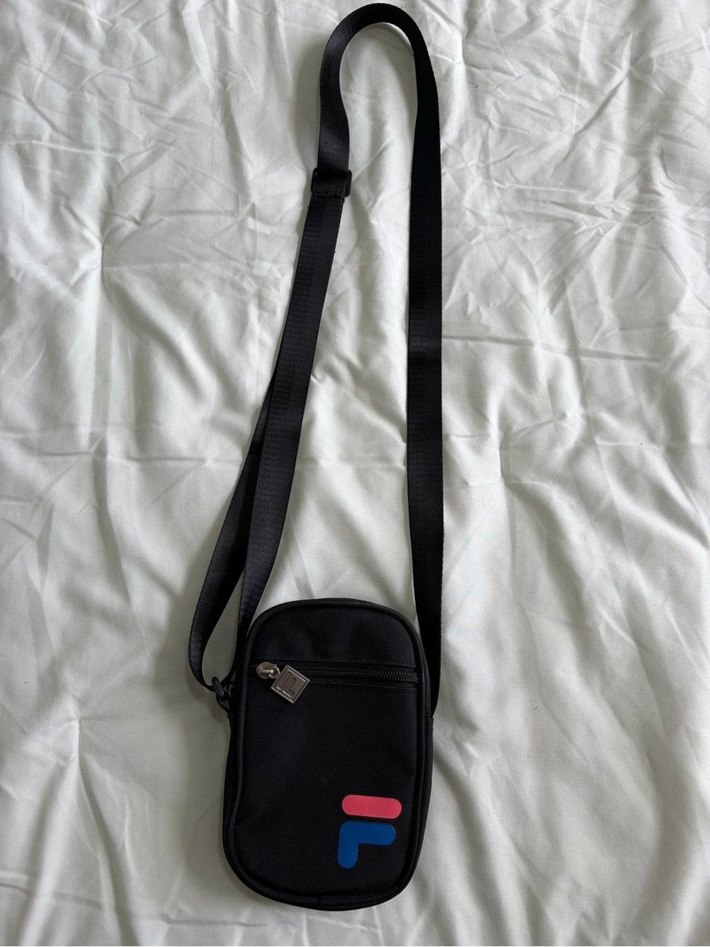 Fila Black Compact Crossbody Pouch with Pink & Blue Logo